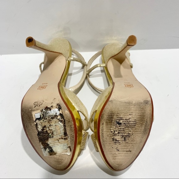 Caparros Gold Reptile Strappy Heeled Sandal - Picture 9 of 9